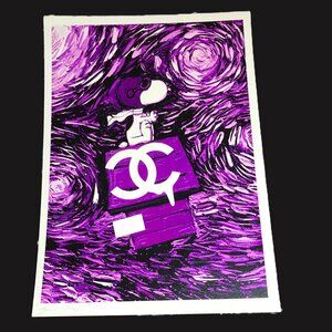 Death NYC Ltd Ed Signed Original Graffiti Print Snoopy Chanel Pop Art - Purples